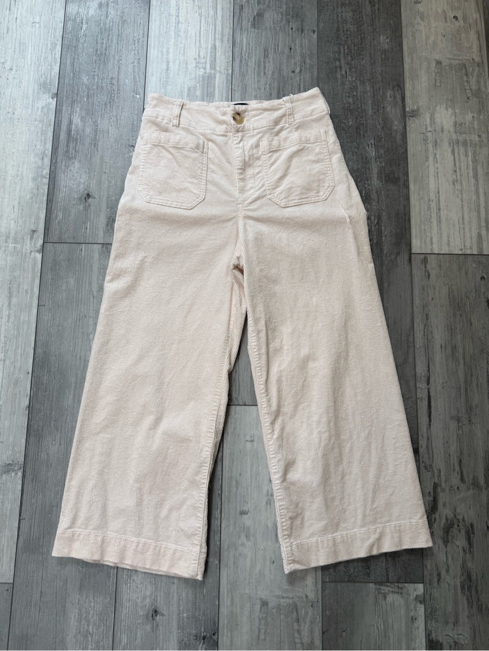 Maeve Anthropologie The Colette Corduroy Wide Leg Crop Pants Cream Beige 29P